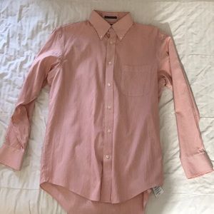 LAND’s END Men’s Orange/White Striped Oxford Shirt